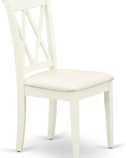 East West Furniture CLC-LWH-C Clarksville Kitchen Dining Chairs - Linen Fabric Upholstered Wood Chairs, Set of 2, Linen White - LeafyLoom