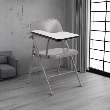 Flash Furniture Ralph Premium Steel Folding Chair with Right Handed Tablet Arm - LeafyLoom