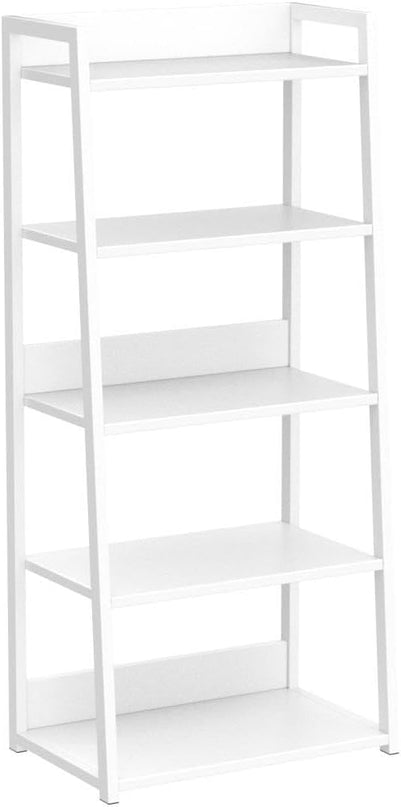 IOTXY 5 Tier Open Bookshelf - Steel and Wood Display Stand, 50CM Width Floor-Standing Bookcase, White - LeafyLoom