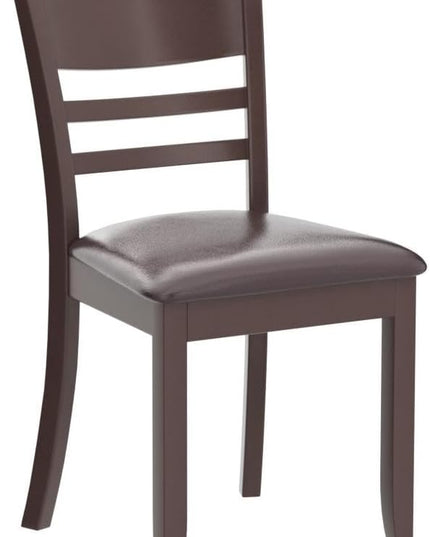 East West Furniture Lynfield Dining Room Faux Leather Upholstered Wooden Chairs, Set of 2, Cappuccino - LeafyLoom