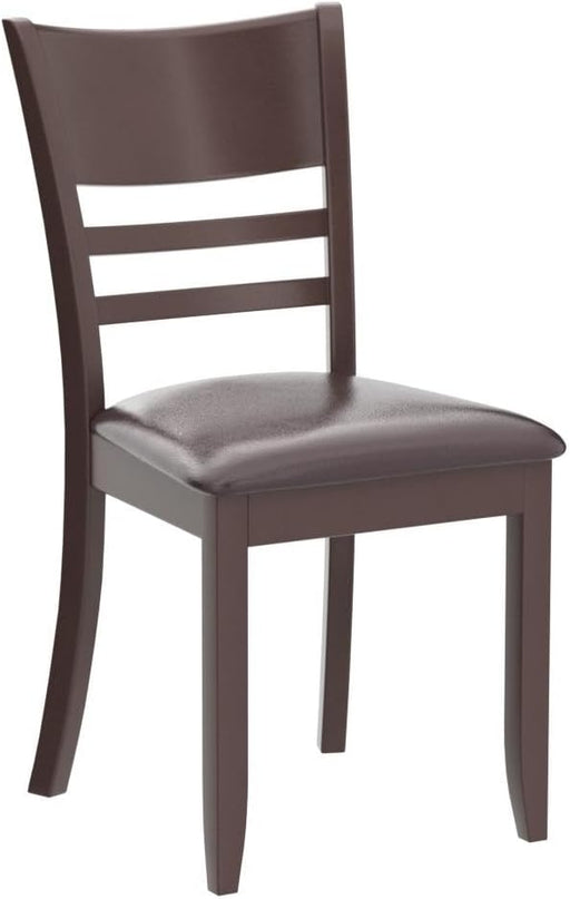 East West Furniture Lynfield Dining Room Faux Leather Upholstered Wooden Chairs, Set of 2, Cappuccino - LeafyLoom