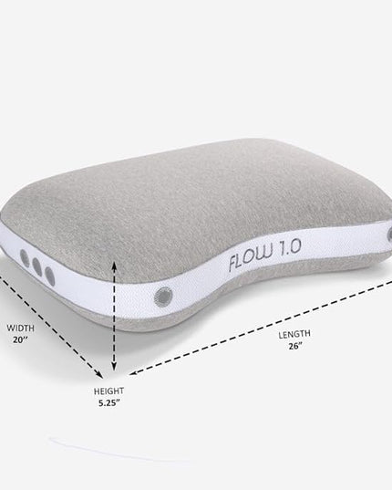 Bedgear Flow Cuddle Curve Pillow - Size 1.0 - Breathable Side Sleeper Pillow - Soft Bed Pillow - Hypoallergenic and Removable Cover - 20" W x 26" L x 5.25" H - LeafyLoom