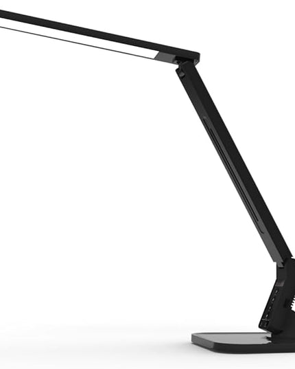 Desk Lamp, LED Dimmable Reading Light with Adjustable Lighting 5 Brightness Levels, 4 Light Colors and USB Charging Port Table Lamp (Piano Black) - LeafyLoom