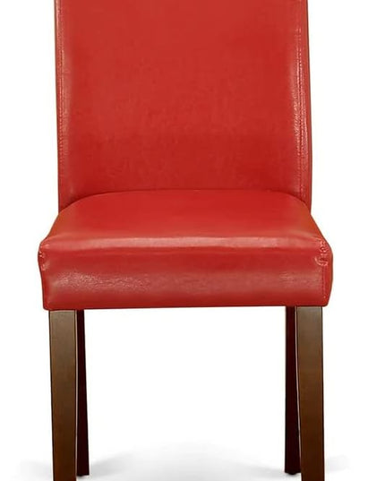 East West Furniture NOAB3-MAH-72 3 Piece Room Set Contains a Rectangle Wooden Table with Butterfly Leaf and 2 Firebrick Red Faux Leather Parsons Dining Chairs, 32x54 Inch - LeafyLoom