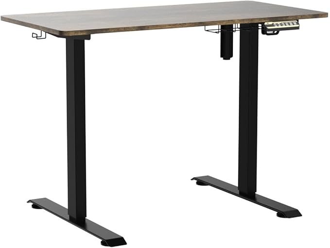 SHW Memory Preset Electric Height Adjustable Standing Desk, 48 x 24 Inches, Rustic Brown - LeafyLoom
