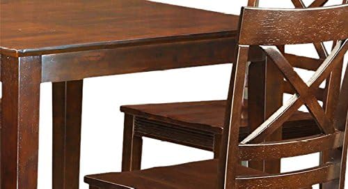 East West Furniture VNQU5-MAH-W Vernon 5 Piece Counter Height Pub Set Includes a Square Dining Room Table and 4 Kitchen Chairs, 36x36 Inch, Mahogany - LeafyLoom