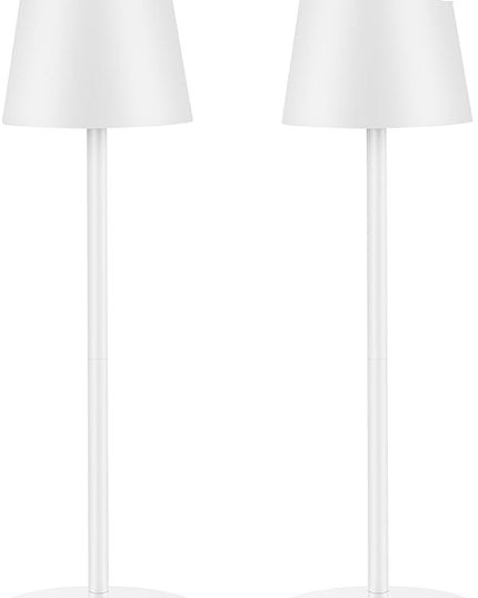 Cordless Table Lamps USB Rechargeable Lamp Simplicity Desk Lamp Built-in 4600 mAh Battery LED Battery Operated lamp with Touch Control Table lamp - Bedroom/Desk/Reading/Patio(2Pcs-White) - LeafyLoom