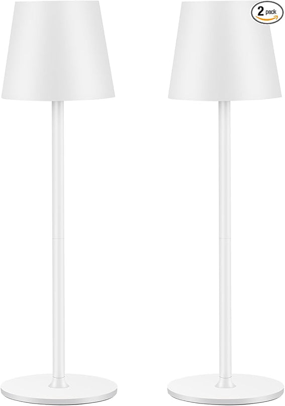 Cordless Table Lamps USB Rechargeable Lamp Simplicity Desk Lamp Built-in 4600 mAh Battery LED Battery Operated lamp with Touch Control Table lamp - Bedroom/Desk/Reading/Patio(2Pcs-White) - LeafyLoom