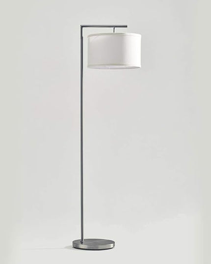 Brightech Montage Modern Floor lamp, LED Floor Lamp for Living Rooms & Offices - Tall Standing Lamp for Bedroom Reading - Corner Pole Lamp for Contemporary Home Decor - Satin Nickel - LeafyLoom