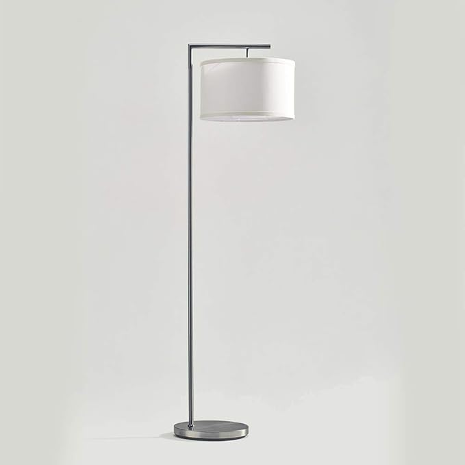 Brightech Montage Modern Floor lamp, LED Floor Lamp for Living Rooms & Offices - Tall Standing Lamp for Bedroom Reading - Corner Pole Lamp for Contemporary Home Decor - Satin Nickel - LeafyLoom