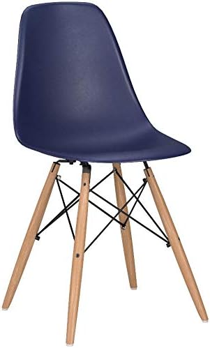 Flash Furniture 2 Pack Elon Series Navy Plastic Chair with Wooden Legsase - LeafyLoom