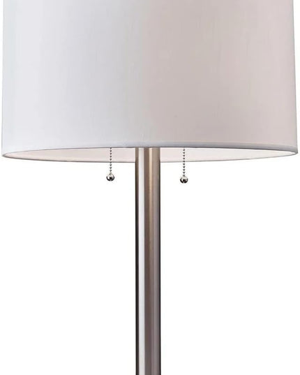 Adesso 4066-22 Boulevard Table Lamp, 28 in., 2 x 100 W Incandescent/26W CFL, Brushed Steel Finish, 1 Bedside Lamp - LeafyLoom