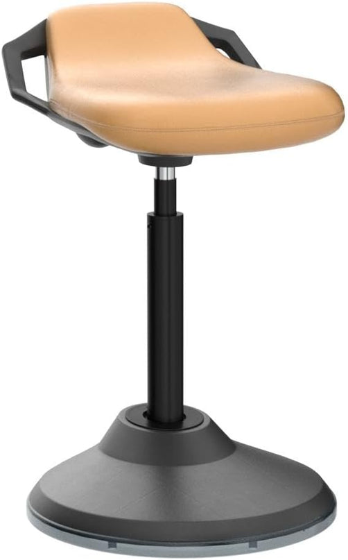 bonVIVO Standing Desk Chair - Ergonomic Chair for Tall Office Desks w/Back Support and Handles for Posture and Balance - Work from Home High Stool - Khaki - LeafyLoom
