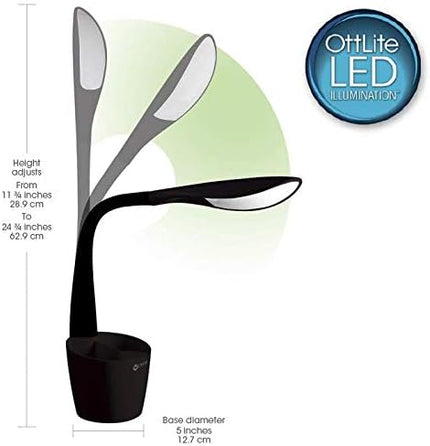 OttLite LED Desk Space Organizer Lamp - 4 Brightness Levels, Additional Storage, Great for Workstation, Offices, Dorms - LeafyLoom