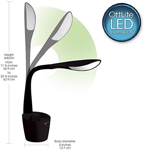 OttLite LED Desk Space Organizer Lamp - 4 Brightness Levels, Additional Storage, Great for Workstation, Offices, Dorms - LeafyLoom