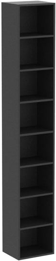 FOTOSOK 8-Tier Media Tower Rack, 11.6 X 9.3 X 70.9 Inches CD DVD Slim Storage Cabinet with Adjustable Shelves, Tall Narrow Bookcase Display Bookshelf for Home Office, Black - LeafyLoom