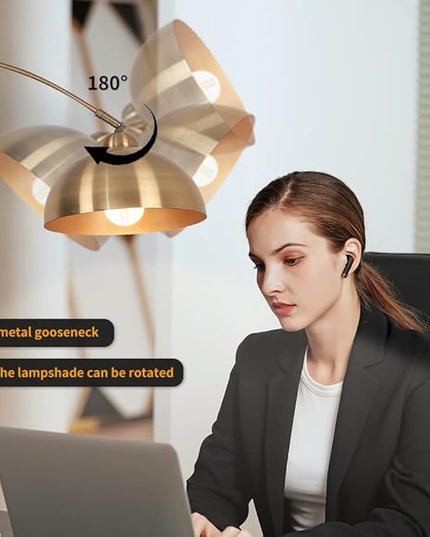 Modern 72in Arc floor lamps,Task Light, metal dome lampshade, marble base, adjustable high standing lighting, suitable for reading corner lamp in living room, study, office, hotel, and bedroom (Gold) - LeafyLoom