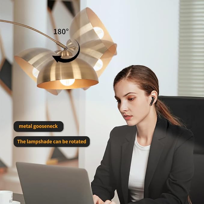 Modern 72in Arc floor lamps,Task Light, metal dome lampshade, marble base, adjustable high standing lighting, suitable for reading corner lamp in living room, study, office, hotel, and bedroom (Gold) - LeafyLoom
