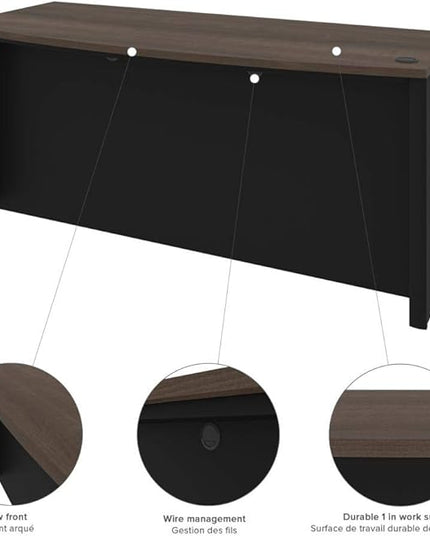 Bestar Connexion Desk Shell, 72W, Antigua & Black - LeafyLoom