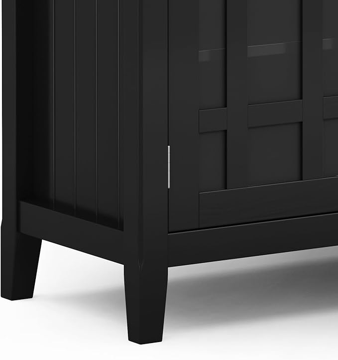 SIMPLIHOME Bedford SOLID WOOD Wide Transitional Media Stand for TVs up to 60 inches for The Living Room and Entertainment Center, 53 inch, Black - LeafyLoom