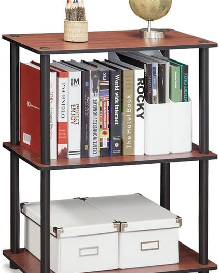 Furinno Turn-N-Tube 3-Tier Compact Multipurpose Shelf Display Rack, Dark Cherry - LeafyLoom
