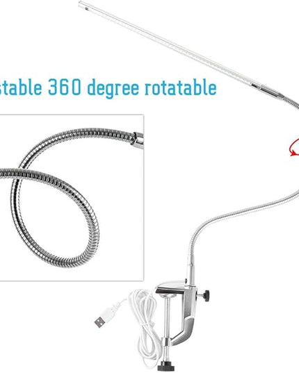 Clip on Lamp, USB Led for Nails, Led Desk Lamp for Nails Tech Manicure Desk Bedside , Professional Gooseneck 360° Swivel with Switch Led Clamp for Reading Tattoo - LeafyLoom