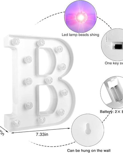Glintee Light Up Letters Letter Lights - Colorful LED Letters Lights Alphabet for Romantic Valentines Day Night Lights Wedding Birthday Party Home Bar Decor- (Colorful B) - LeafyLoom