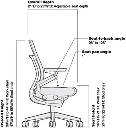 Steelcase Gesture Office Chair - Ergonomic Work Chair with Wheels for Carpet - Comfortable Office Chair - Intuitive-to-Adjust Chairs for Desk - 360-Degree Arms - Licorice Fabric, Dark Frame - LeafyLoom