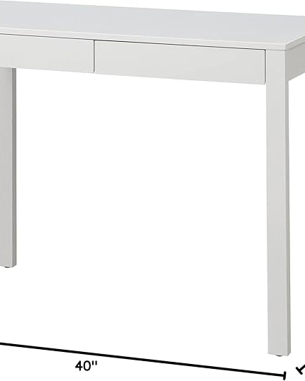 Target Marketing Systems Gabby Home Office, Study Room, Vanity or Bedroom, Computer 2 Drawers, Contemporary Style Desk with Storage, 40” x 20”, White - LeafyLoom