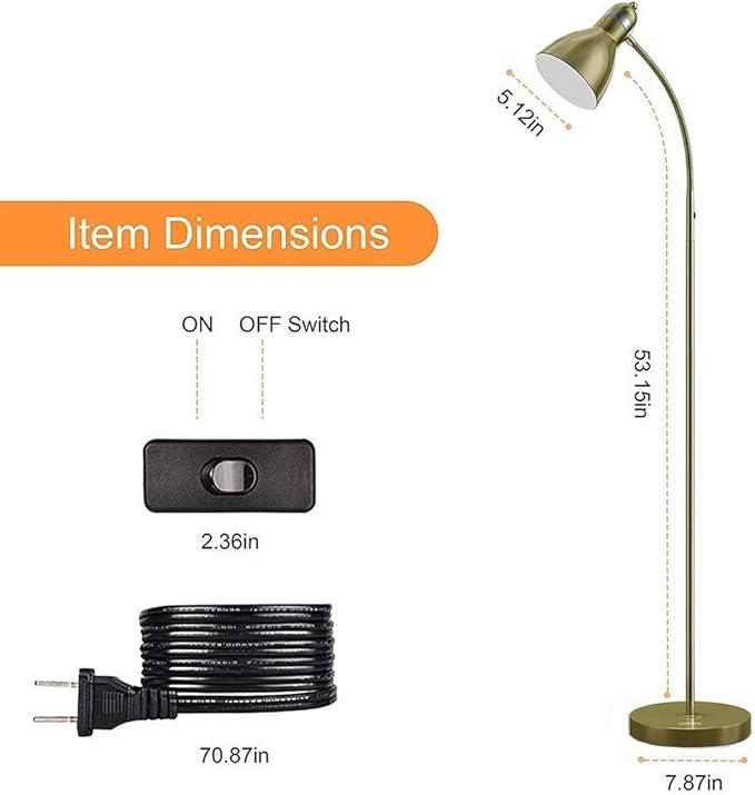 LEPOWER Floor Lamp, Metal Standing Lamp with Adjustable Gooseneck, Heavy Metal Base, Reading Pole Lamp for Office, Floor Lamps for Bedroom, Living Room - LeafyLoom