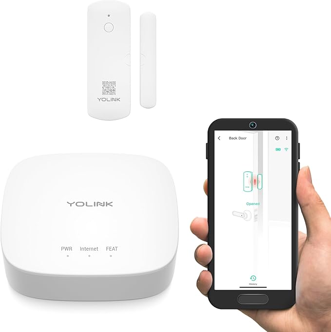 YoLink LoRa Smart Door Sensor Starter Kit: Hub & Door Sensor - Door Left-Open Reminders, up to 1/4 Mile Open-Air Range, up to 5 Year Battery Life, Alexa, IFTTT, Home Assistant YoLink
