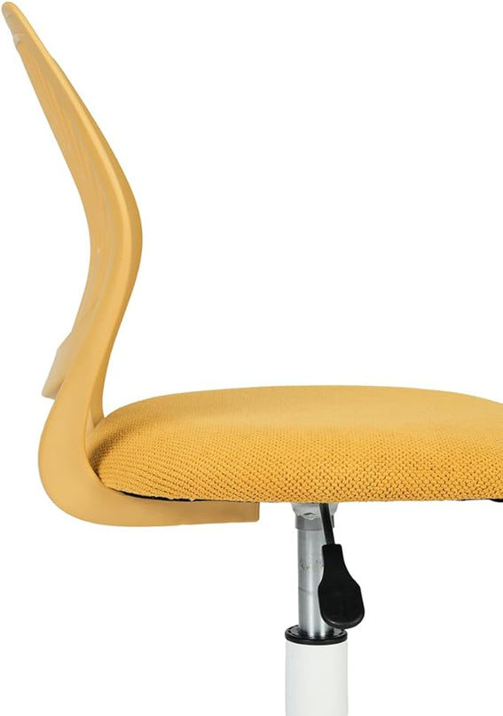 FurnitureR Writing Task Chair for Teens Boys Girls 360 Rolling Wheels Fabric Soft Pad Seat Breathable Backrest, Height Adjustable Liftup 29.5"-34.3", Lime Yellow - LeafyLoom