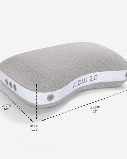 Bedgear Flow Cuddle Curve Pillow - Size 2.0 - Breathable Side Sleeper Pillow - Soft Bed Pillow - Hypoallergenic and Removable Cover - 20" W x 26" L x 5.75" H - LeafyLoom