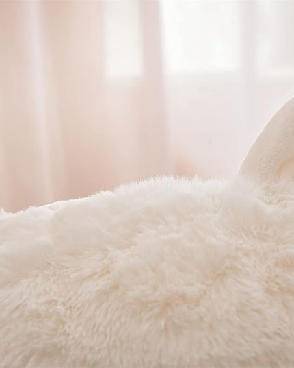 A Nice Night Faux Fur Reading Pillow Bed Wedge Large Adult Children Backrest with Arms Back Support for Sitting Up in Bed/Couch for Bedrest,Ivory - LeafyLoom