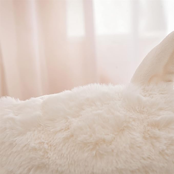 A Nice Night Faux Fur Reading Pillow Bed Wedge Large Adult Children Backrest with Arms Back Support for Sitting Up in Bed/Couch for Bedrest,Ivory - LeafyLoom