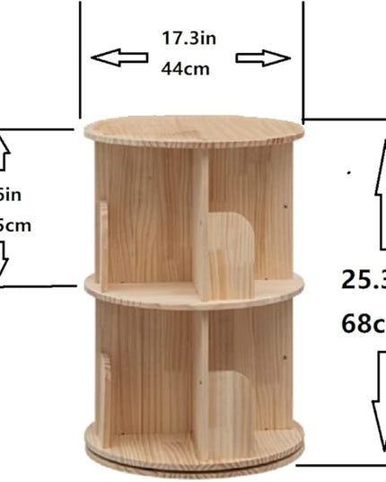 Heehee 2 Rotating Bookshelf 360 Display Floor Standing Bookcase Storage Rack for Kids&Adults Multi-Functional Bookshelf Organizer (2-Tier) - LeafyLoom