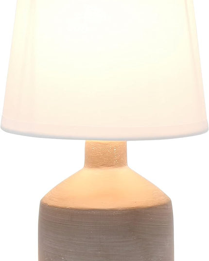 Simple Designs LT2080-GRY Mini Bocksbeutal Concrete Table Desk Lamp with Tapered Drum Fabric White Shade, Gray (Pack of 12) - LeafyLoom