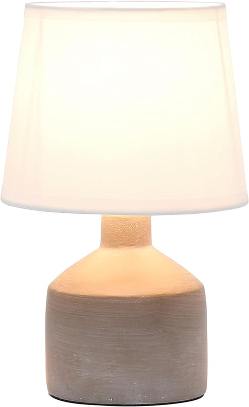 Simple Designs LT2080-GRY Mini Bocksbeutal Concrete Table Desk Lamp with Tapered Drum Fabric White Shade, Gray (Pack of 12) - LeafyLoom