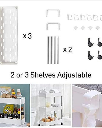 SOLEJAZZ Slim Storage Cart, 4 Tier Bathroom Organizer Mobile Shelving Unit, Rolling Utility Cart Slide Out Organizer for Kitchen, Bathroom, Laundry, Narrow Places, White - LeafyLoom