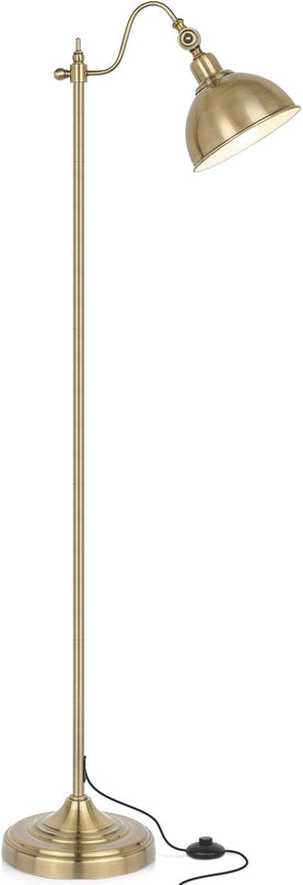 Mlambert Industrial Floor Lamp,63” LED Floor Lamp with LED Bulb,Adjustable Metal Head,Foot Switch,Tall Lamp for Livingroom,Bedroom,Corner Lamp- Brass - LeafyLoom
