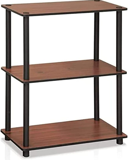 Furinno Turn-N-Tube 3-Tier Compact Multipurpose Shelf Display Rack, Dark Cherry - LeafyLoom