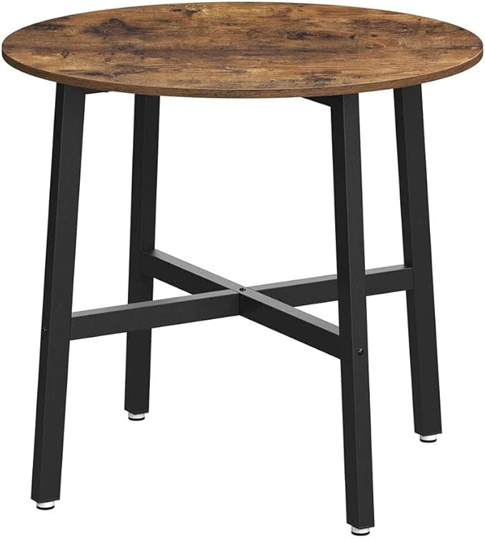VASAGLE Round Dining Table, for Living Room, Office, Round Top, 31.5 x 31.5 x 29.5 Inches, Brown - LeafyLoom