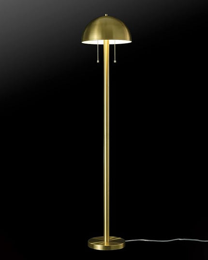 Globe Electric 65786 Haydel 60" 2-Light Floor Lamp, Matte Brass, Double On/Off Pull Chain, Bulb Not Included - LeafyLoom