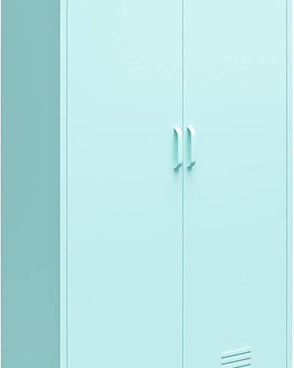 Novogratz Cache Tall 2 Door Metal Locker Cabinet, Mint - LeafyLoom