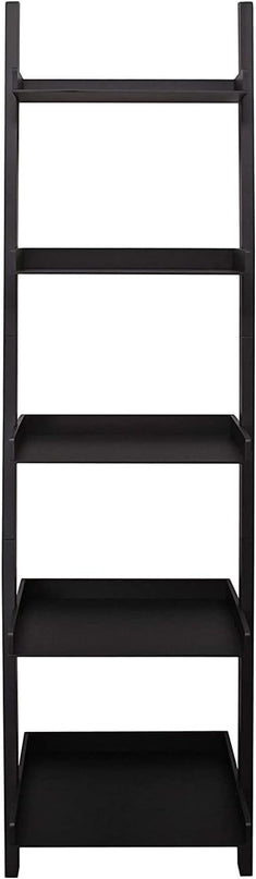 Kiera Grace Providence Hadfield 5 Tier Ladder Shelf Modern Leaning Bookshelf Storage Rack for Home, Office, 18" x 67", Black - LeafyLoom