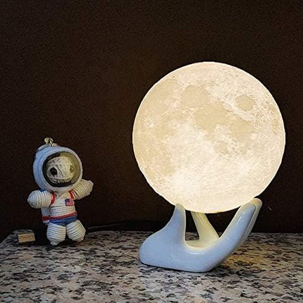 Moon Lamp - Unique Gift - 3D Print 3 Colors (Warn, Cool & Harvest) Lunar Lamp - Rechargeable and Touch Control Brightness (12cm) - LeafyLoom
