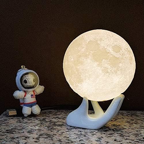 Moon Lamp - Unique Gift - 3D Print 3 Colors (Warn, Cool & Harvest) Lunar Lamp - Rechargeable and Touch Control Brightness (12cm) - LeafyLoom