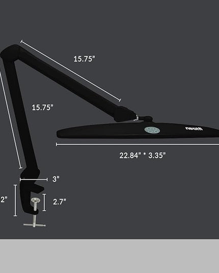 Neatfi Elite HD XL Task Lamp, 3 Adjustable Light Modes, 22 Inches Wide, 2260 Lumens, 84PCS SMD LED, Super Bright Desk Lamp, Non-Polar Dimming (CCT with Clamp, Black, 22 Inches) - LeafyLoom