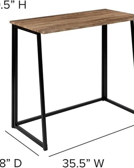 Flash Furniture Walker Small Rustic Natural Home Office Folding Computer Desk - 36" - LeafyLoom