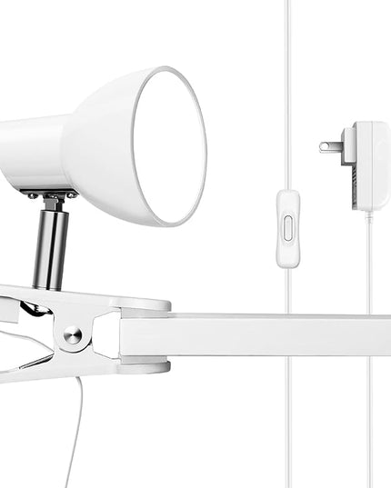 LED Clip on lamp,5W Super Bright Reading Light, 330° Rotation Small Lamp with Clamp on Desk/Table/Bed Headboard/Cupboard Home Lighting, Modern and Save Space Illumination Powerful Lamp White - LeafyLoom